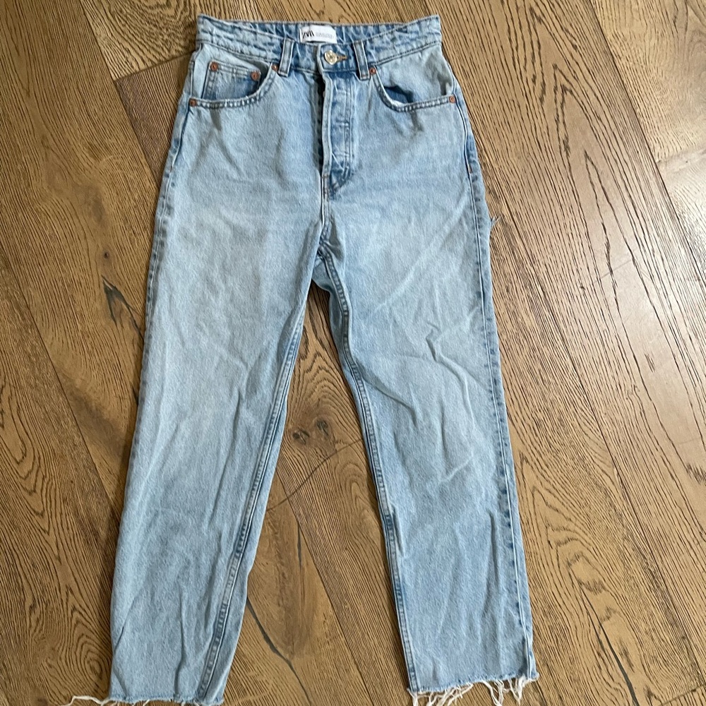 Zara high waisted button fly denim jeans